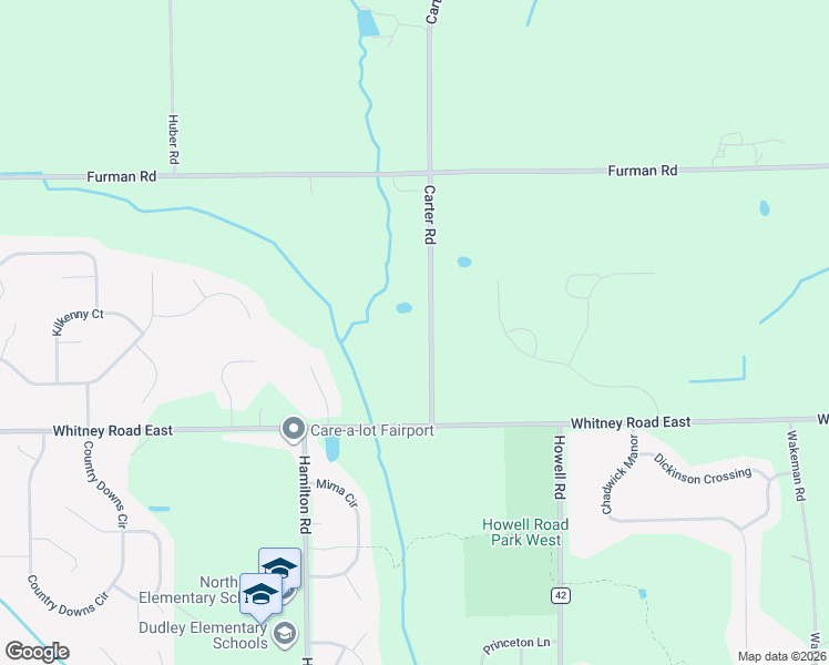 map of restaurants, bars, coffee shops, grocery stores, and more near 4729 Carter Road in Fairport