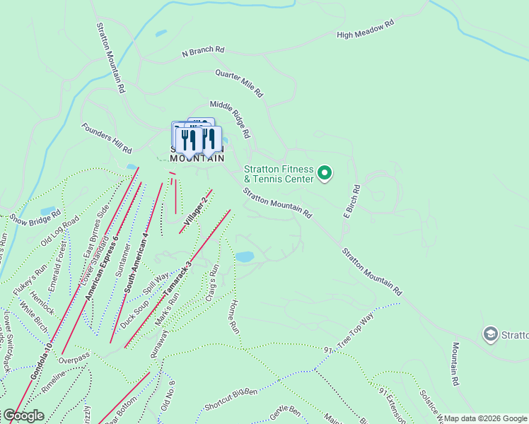 map of restaurants, bars, coffee shops, grocery stores, and more near 14 Ober Tal Drive in Stratton