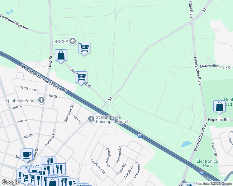 map of restaurants, bars, coffee shops, grocery stores, and more near 1038 51 in Liverpool