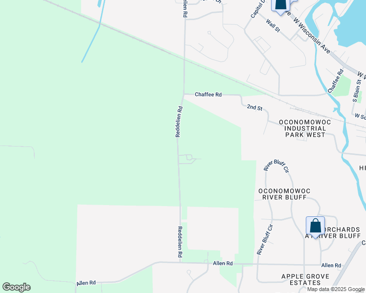 map of restaurants, bars, coffee shops, grocery stores, and more near W394N5048 Reddelien Road in Oconomowoc
