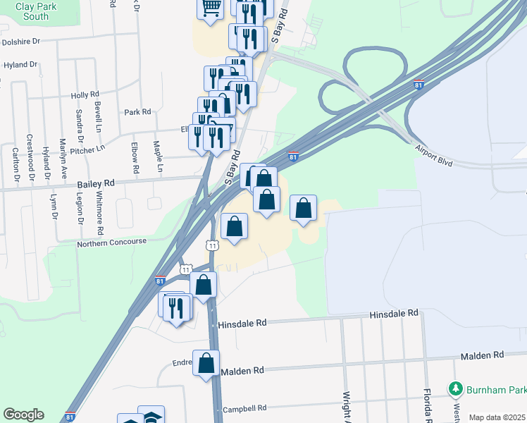 map of restaurants, bars, coffee shops, grocery stores, and more near 300 Northern Lights Plaza in Syracuse