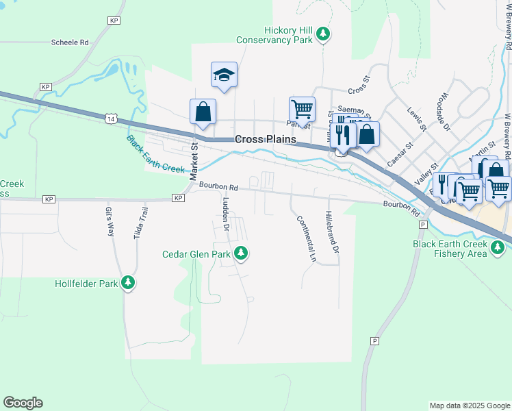 map of restaurants, bars, coffee shops, grocery stores, and more near 101-314 Pine Meadows Court in Cross Plains