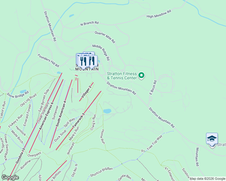 map of restaurants, bars, coffee shops, grocery stores, and more near 14 Ober Tal Drive in Stratton