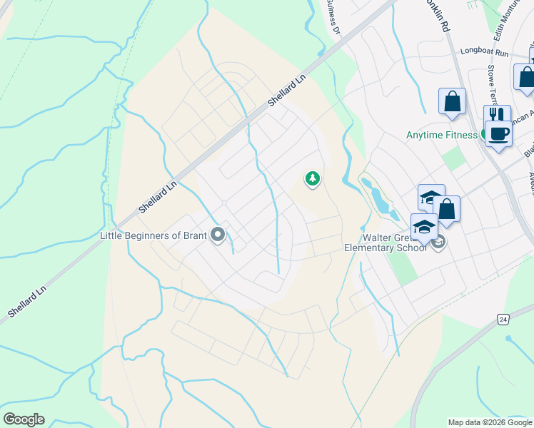 map of restaurants, bars, coffee shops, grocery stores, and more near 19 McLaren Avenue in Brantford