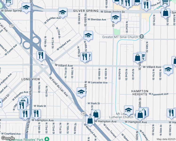 map of restaurants, bars, coffee shops, grocery stores, and more near in Milwaukee