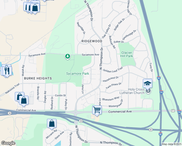 map of restaurants, bars, coffee shops, grocery stores, and more near 958 Rockefeller Lane in Madison