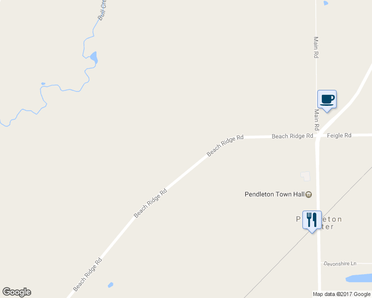 map of restaurants, bars, coffee shops, grocery stores, and more near 4785 Beach Ridge Road in Lockport