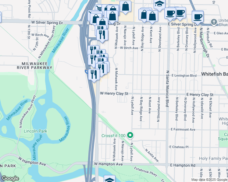 map of restaurants, bars, coffee shops, grocery stores, and more near 5201 North Mohawk Avenue in Glendale