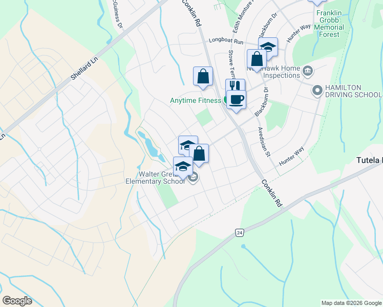 map of restaurants, bars, coffee shops, grocery stores, and more near 91 English Lane in Brantford