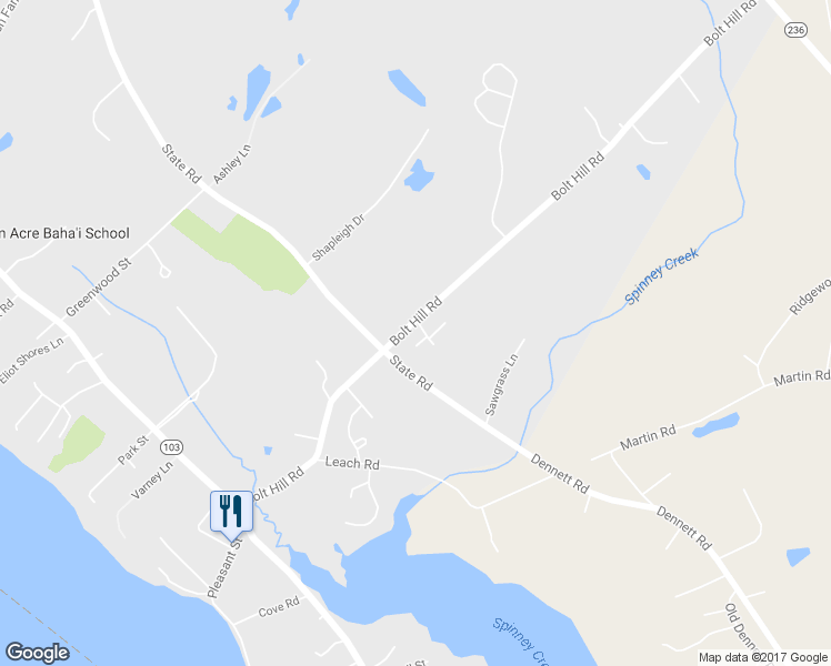 map of restaurants, bars, coffee shops, grocery stores, and more near 206 Bolt Hill Road in Eliot