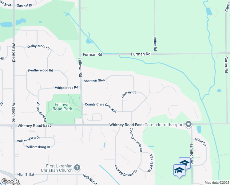 map of restaurants, bars, coffee shops, grocery stores, and more near 6 Finewood Trail in Fairport