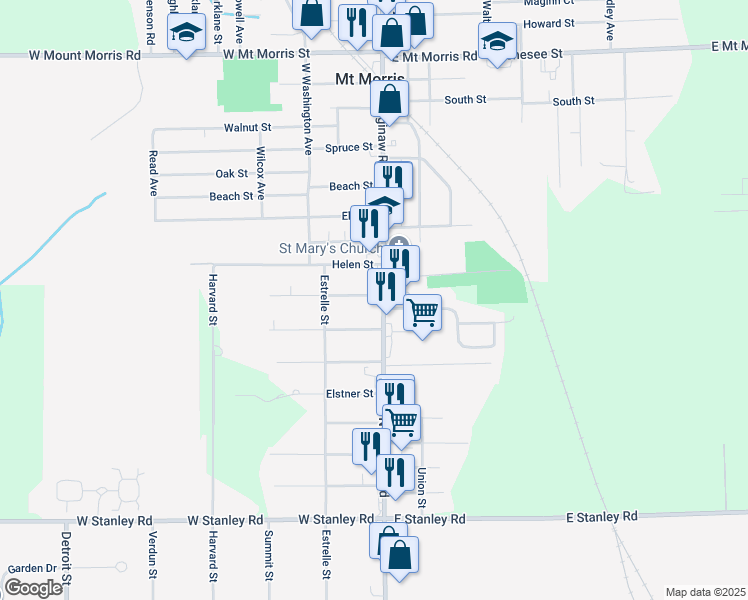 map of restaurants, bars, coffee shops, grocery stores, and more near 1033 Collins Avenue in Mount Morris