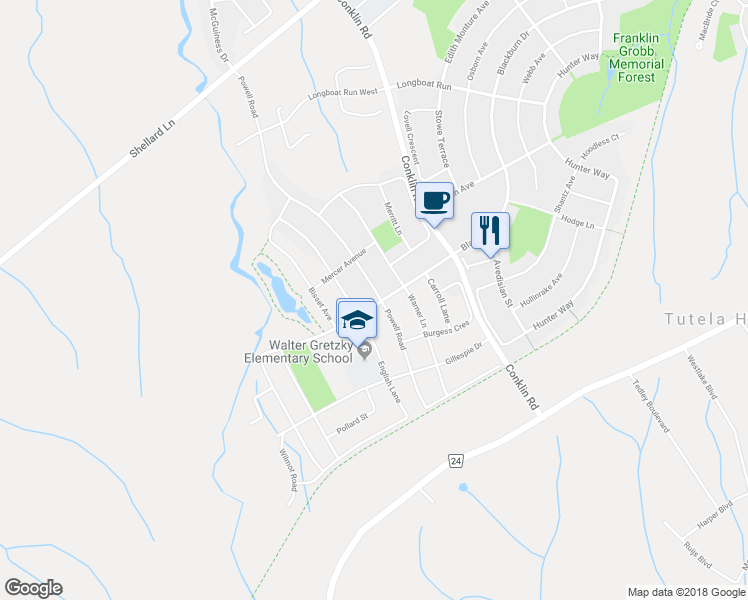 map of restaurants, bars, coffee shops, grocery stores, and more near 218 Powell Road in Brantford