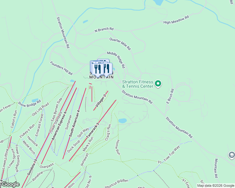 map of restaurants, bars, coffee shops, grocery stores, and more near 18 Ober Tal Drive in Stratton