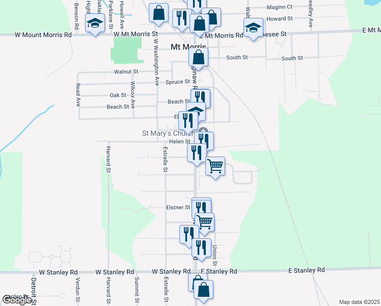 map of restaurants, bars, coffee shops, grocery stores, and more near 1033 Collins Avenue in Mount Morris