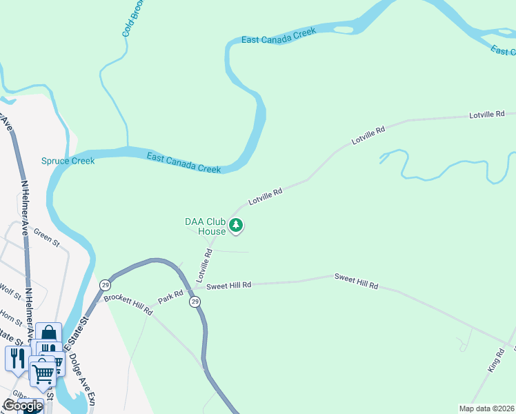 map of restaurants, bars, coffee shops, grocery stores, and more near 174 Lotville Road in Dolgeville