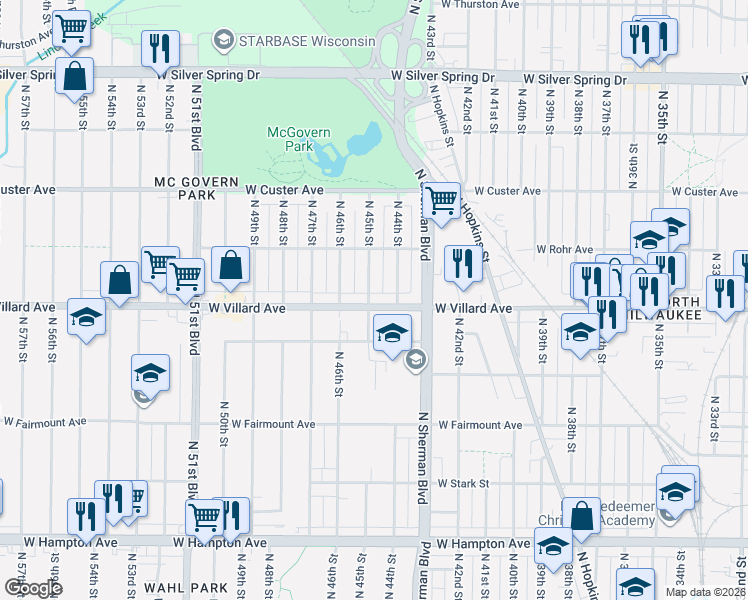 map of restaurants, bars, coffee shops, grocery stores, and more near in Milwaukee