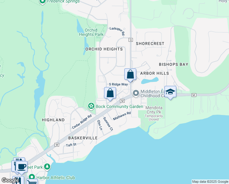 map of restaurants, bars, coffee shops, grocery stores, and more near 5311 South Ridge Way in Middleton