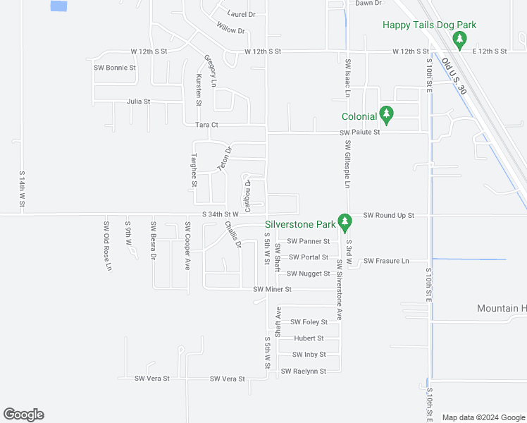 map of restaurants, bars, coffee shops, grocery stores, and more near 510 Caribou Drive in Mountain Home
