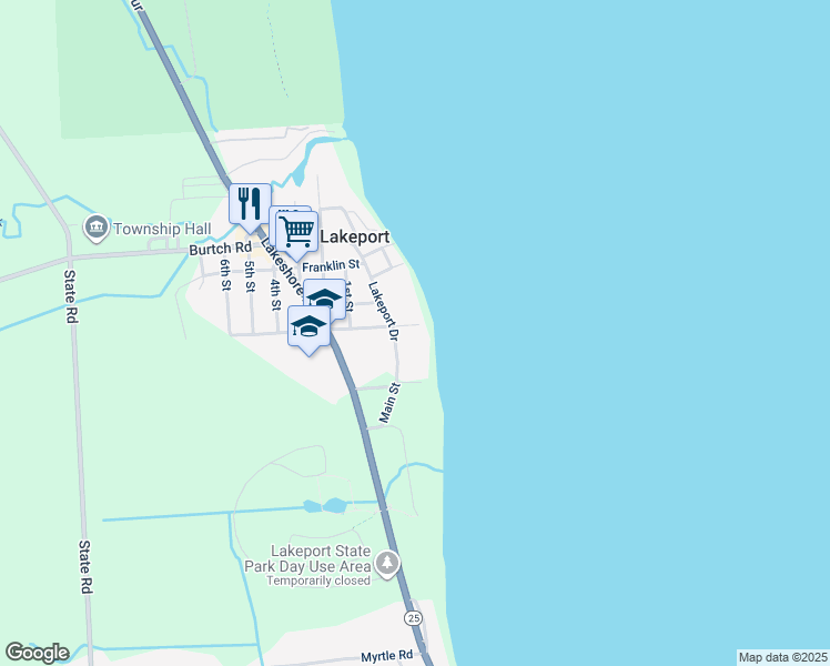 map of restaurants, bars, coffee shops, grocery stores, and more near 7046 Lakeport Drive in Lakeport