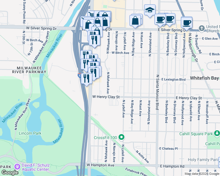 map of restaurants, bars, coffee shops, grocery stores, and more near 311 West Lexington Boulevard in Glendale