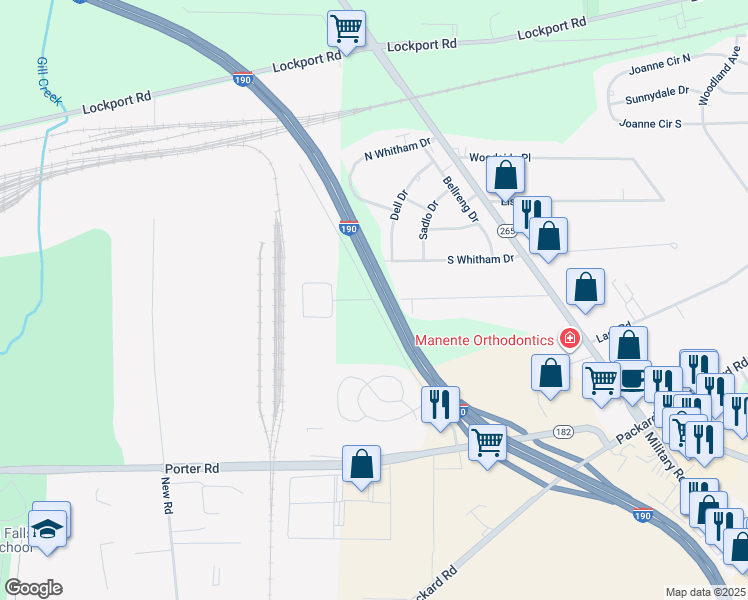 map of restaurants, bars, coffee shops, grocery stores, and more near 2799 Service Road in Niagara Falls