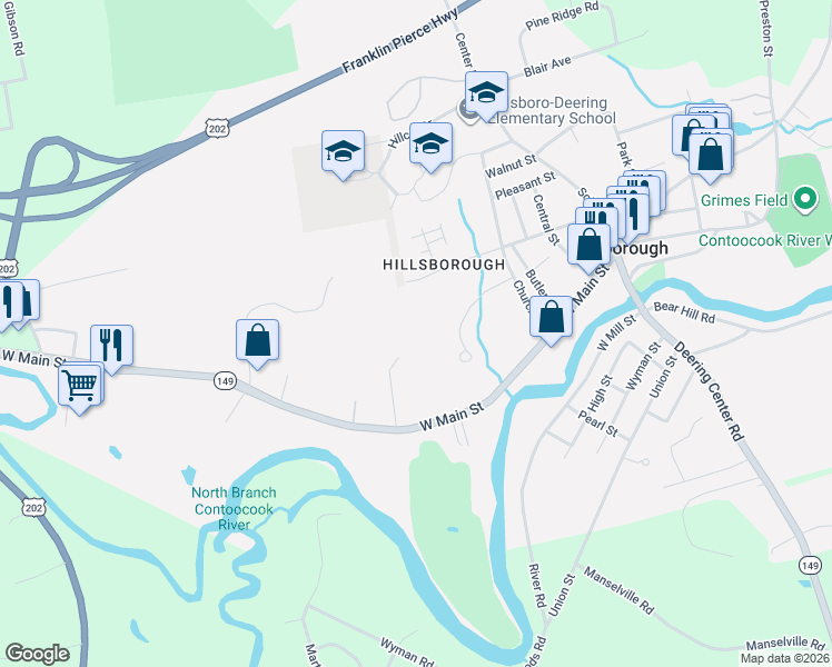 map of restaurants, bars, coffee shops, grocery stores, and more near 80 Myrtle Street in Hillsboro