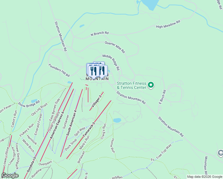 map of restaurants, bars, coffee shops, grocery stores, and more near 91 Middle Ridge Road in Stratton