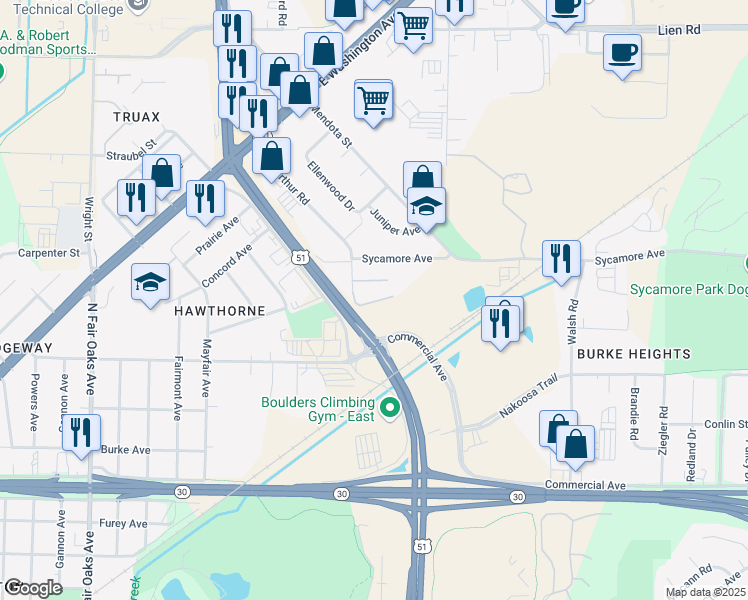 map of restaurants, bars, coffee shops, grocery stores, and more near 1209 Mac Arthur Road in Madison