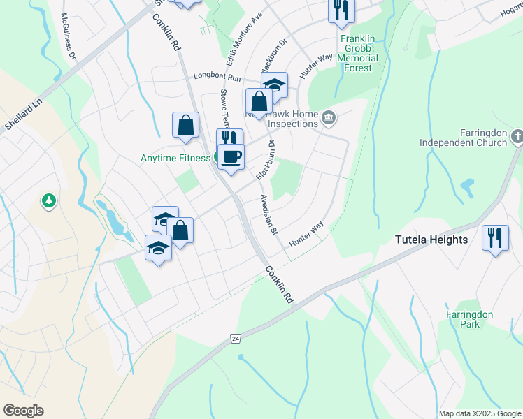 map of restaurants, bars, coffee shops, grocery stores, and more near 49 Waldie Crescent in Brantford