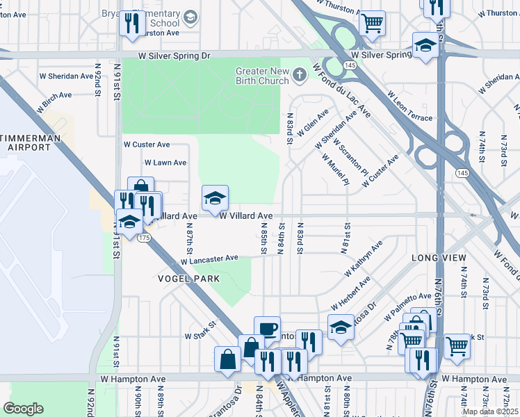 map of restaurants, bars, coffee shops, grocery stores, and more near in Milwaukee