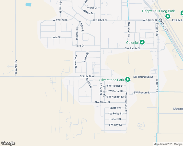 map of restaurants, bars, coffee shops, grocery stores, and more near 1760 Challis Drive in Mountain Home
