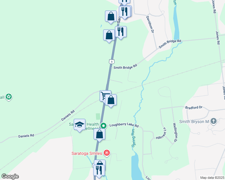 map of restaurants, bars, coffee shops, grocery stores, and more near 570 Maple Avenue in Saratoga Springs