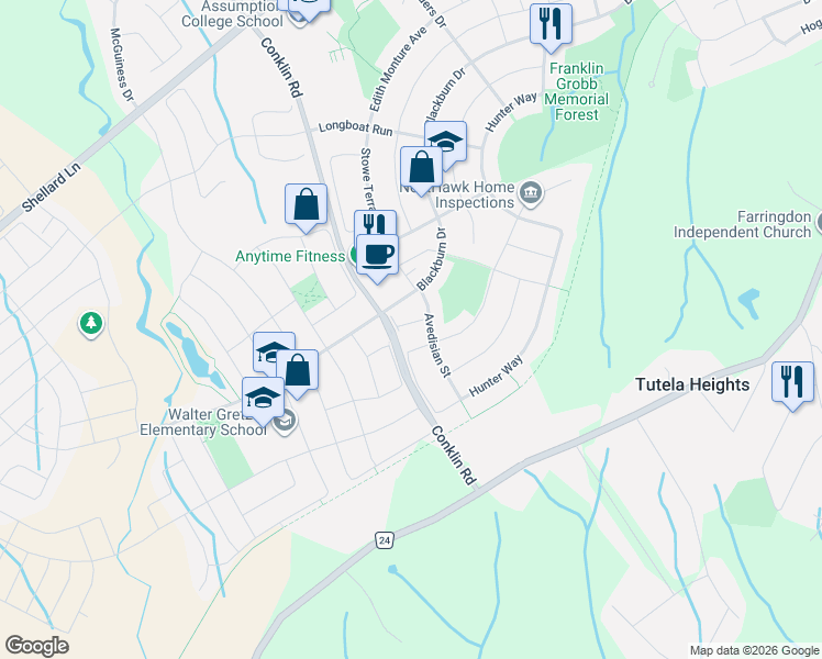 map of restaurants, bars, coffee shops, grocery stores, and more near 17 Dwyer Court in Brantford
