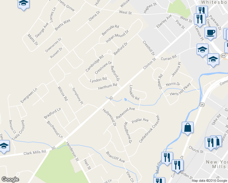 map of restaurants, bars, coffee shops, grocery stores, and more near 192 Clinton St in Whitesboro