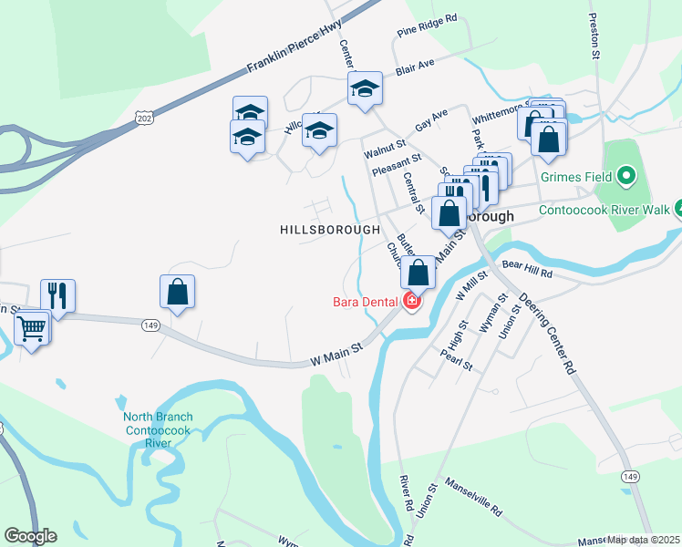 map of restaurants, bars, coffee shops, grocery stores, and more near 25 Woodlawn Avenue in Hillsboro
