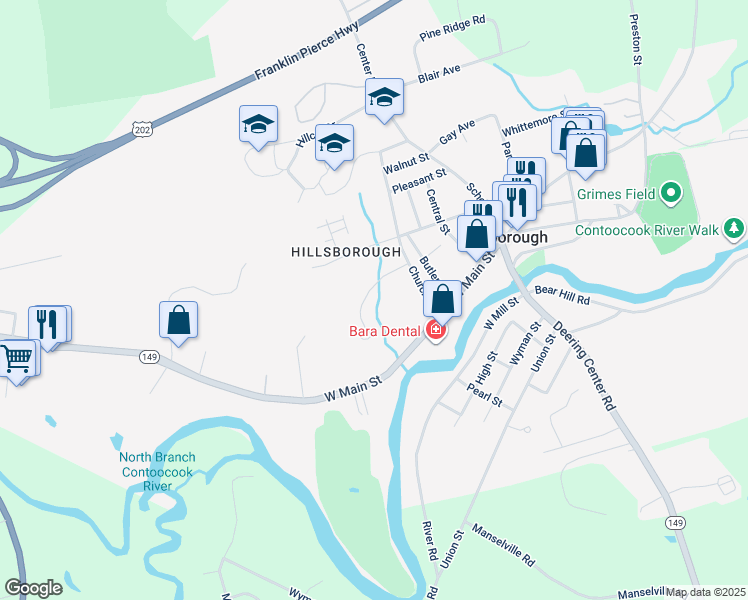 map of restaurants, bars, coffee shops, grocery stores, and more near 25 Woodlawn Avenue in Hillsboro