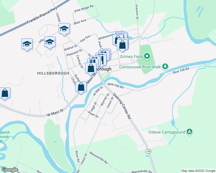 map of restaurants, bars, coffee shops, grocery stores, and more near 3 Bear Hill Road in Hillsboro