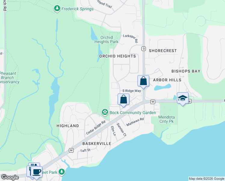 map of restaurants, bars, coffee shops, grocery stores, and more near 3520 Valley Ridge Road in Middleton