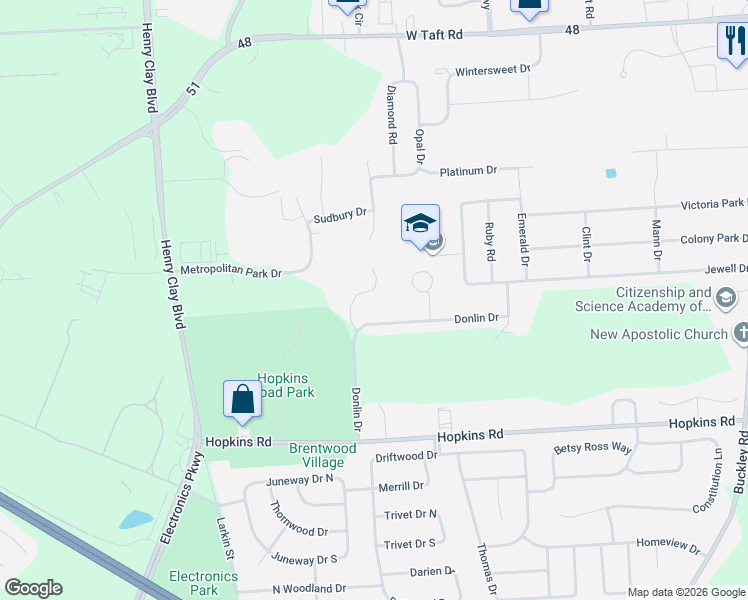 map of restaurants, bars, coffee shops, grocery stores, and more near 104 Scottsdale Circle in Liverpool