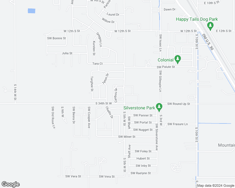 map of restaurants, bars, coffee shops, grocery stores, and more near 510 Caribou Drive in Mountain Home