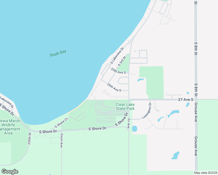 map of restaurants, bars, coffee shops, grocery stores, and more near 301 26th Avenue South in Clear Lake