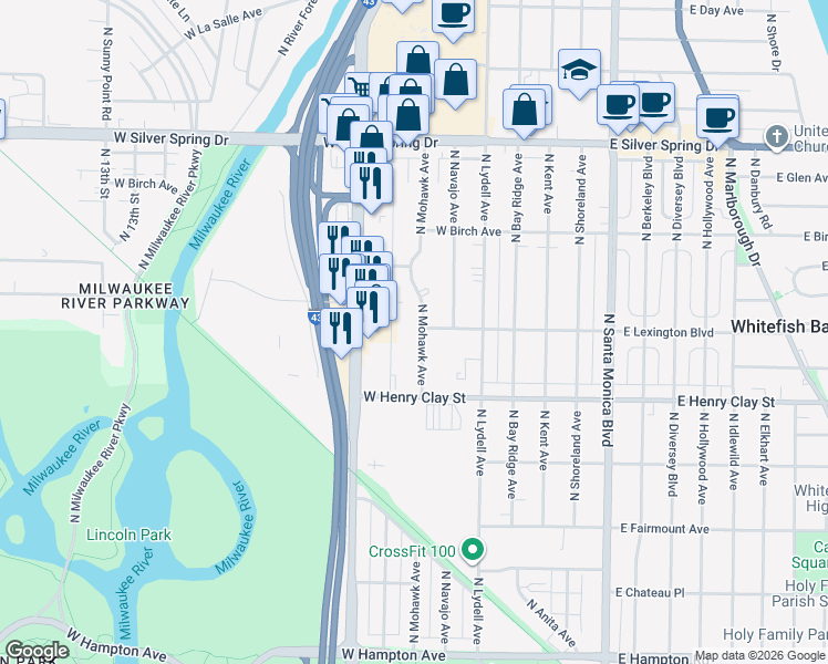 map of restaurants, bars, coffee shops, grocery stores, and more near 5287 North Mohawk Avenue in Glendale