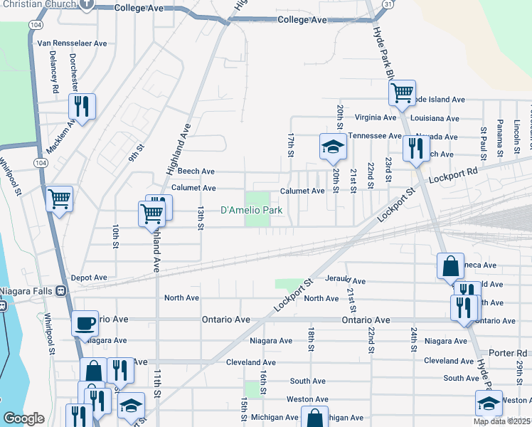 map of restaurants, bars, coffee shops, grocery stores, and more near 2809 Eagle Heights in Niagara Falls