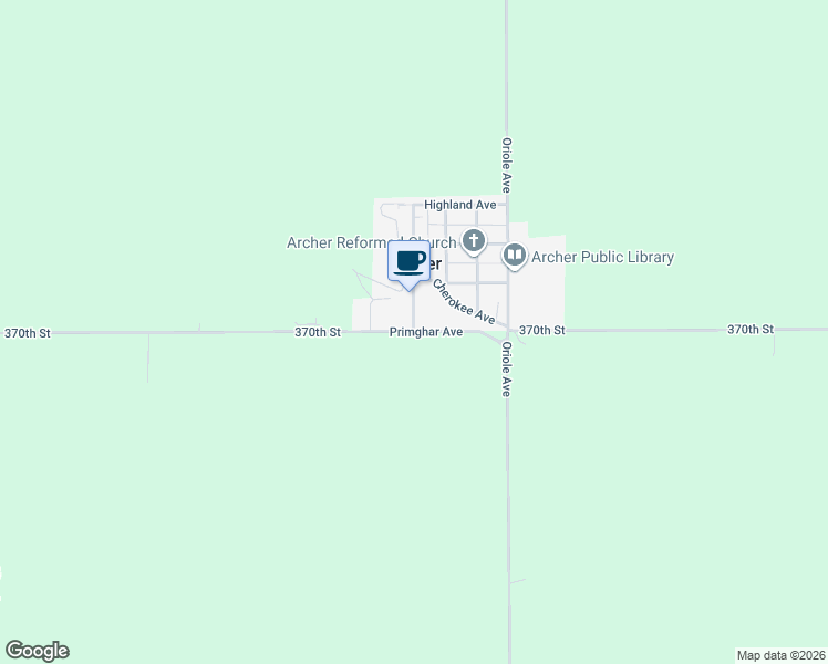 map of restaurants, bars, coffee shops, grocery stores, and more near 5291 Primghar Avenue in Archer