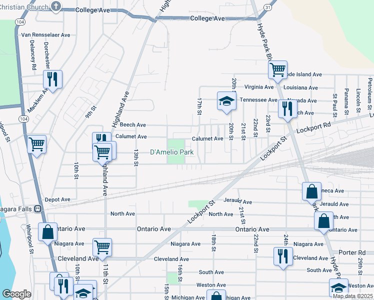map of restaurants, bars, coffee shops, grocery stores, and more near 2809 Eagle Heights in Niagara Falls