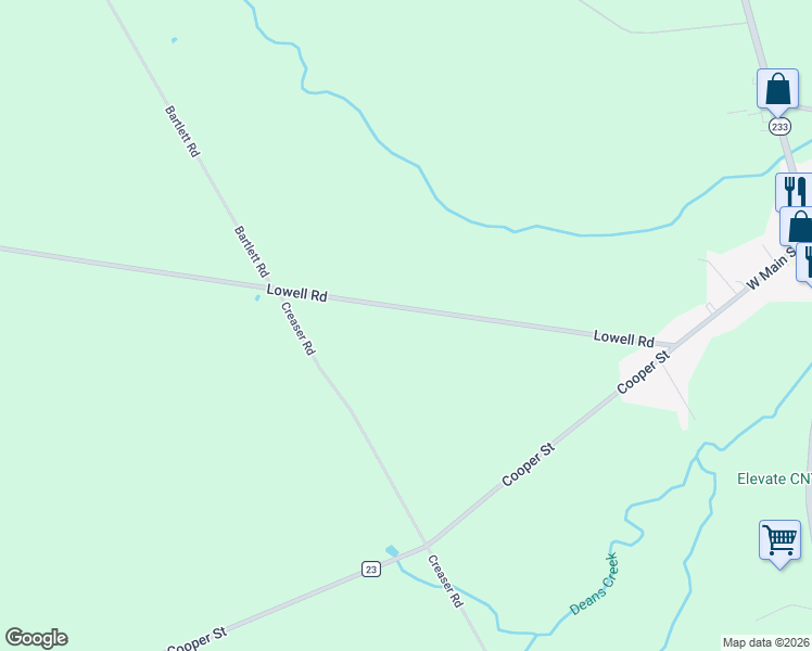 map of restaurants, bars, coffee shops, grocery stores, and more near 7036 Lowell Rd in Rome