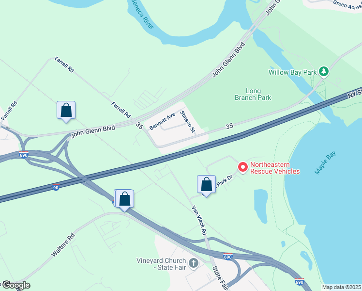 map of restaurants, bars, coffee shops, grocery stores, and more near 121 Dwight Park Circle in Syracuse