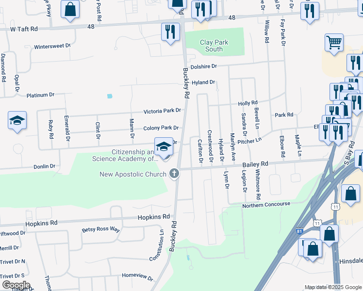 map of restaurants, bars, coffee shops, grocery stores, and more near 7098 48 in Salina