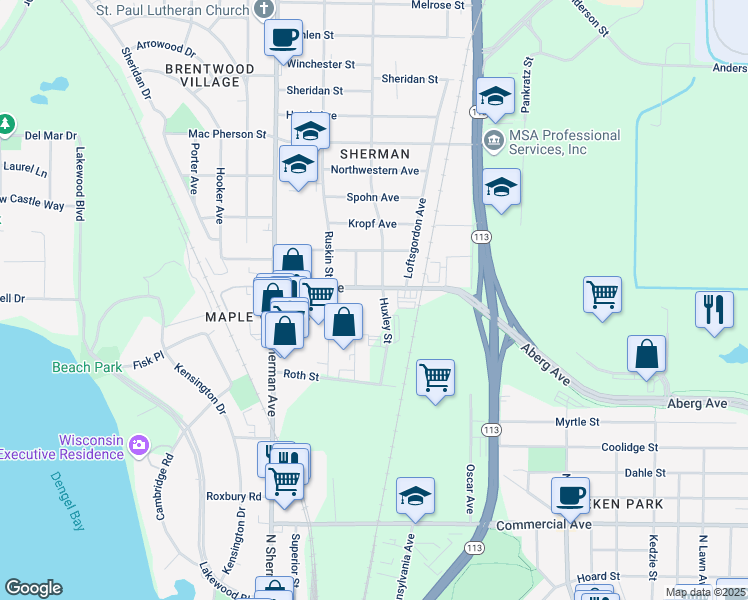 map of restaurants, bars, coffee shops, grocery stores, and more near 1859 Aberg Avenue in Madison